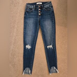 KanCan High Rise Dark Blue Distressed Jeans